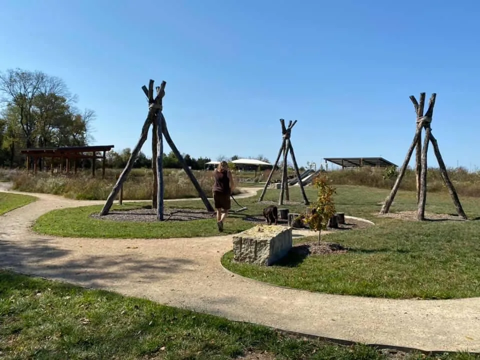 Nature playground area with teepees