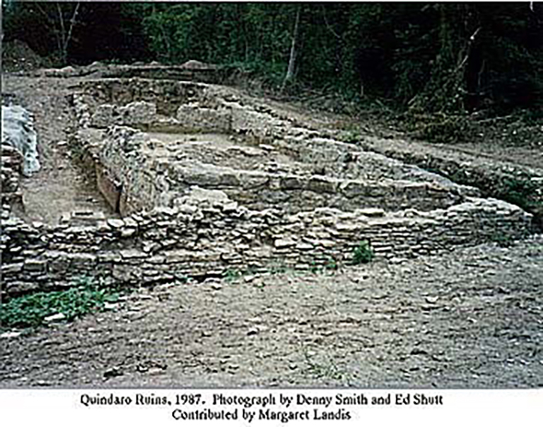 Photo of Quindaro Ruins dated 1987 showing excavated building structures