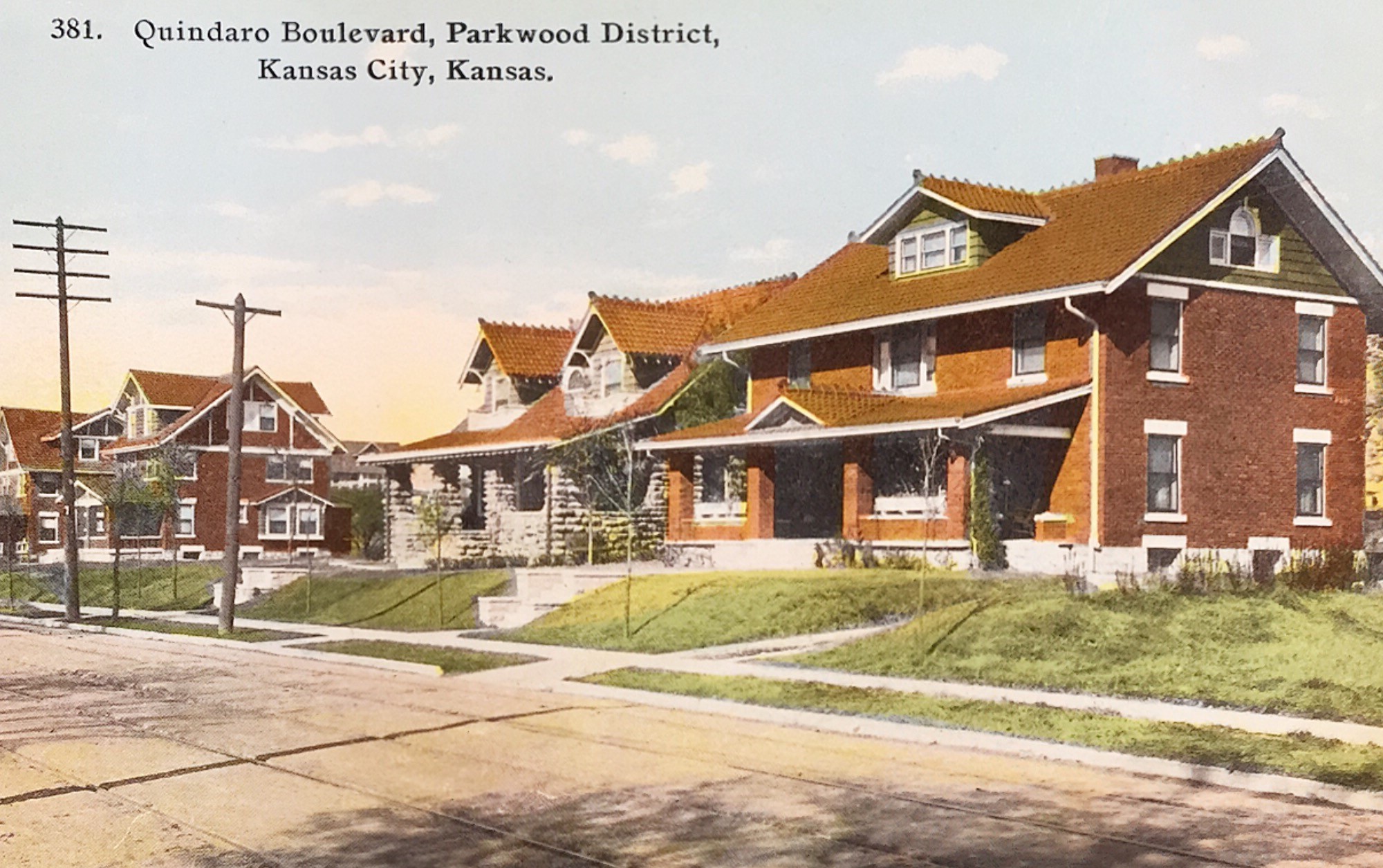 Colorized photo of houses in planned Quindaro Boulevard