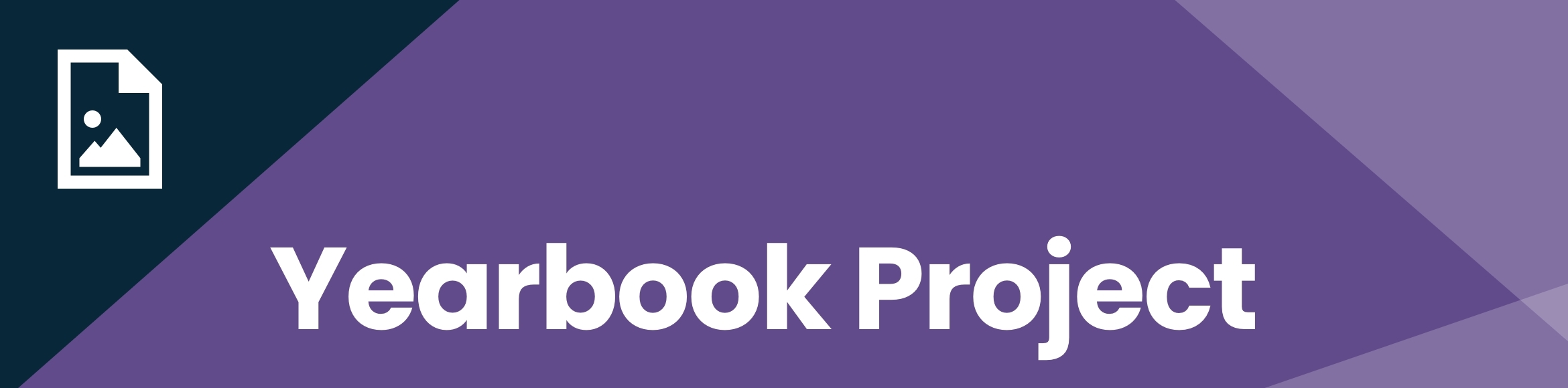 Purple title card reading "Yearbook Project" with a file icon