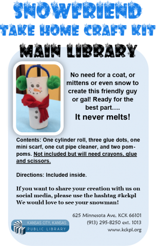 Snowfriend Take home craft at Main Library