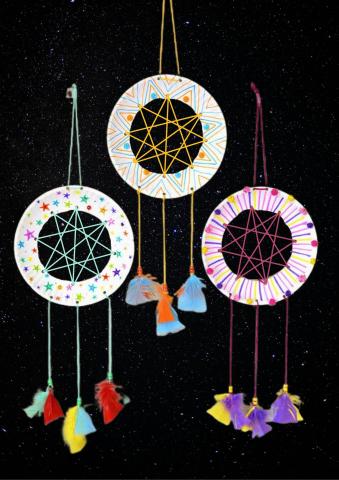 Paper plate dreamcatchers