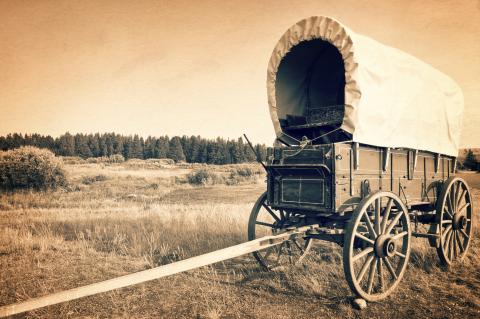 Covered wagon on the prairie 