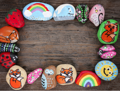 Painted garden stones