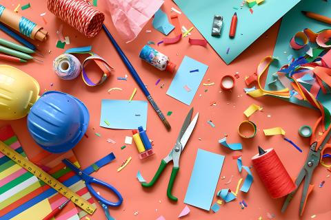 art supplies on a table