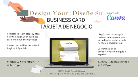 Design Your Business Card | Diseñe Su Tarjeta de Negocio Nov. 11 @ 6