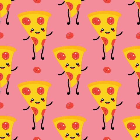 Pizza slices smiling on pink background