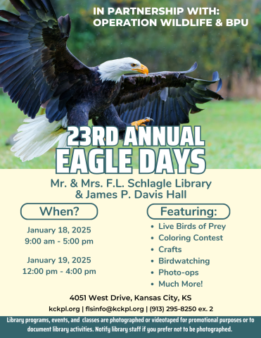 FLS Eagle Days Flyer where an adult eagle is soaring.