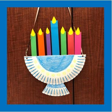 Hanukkah paper plate Menorah