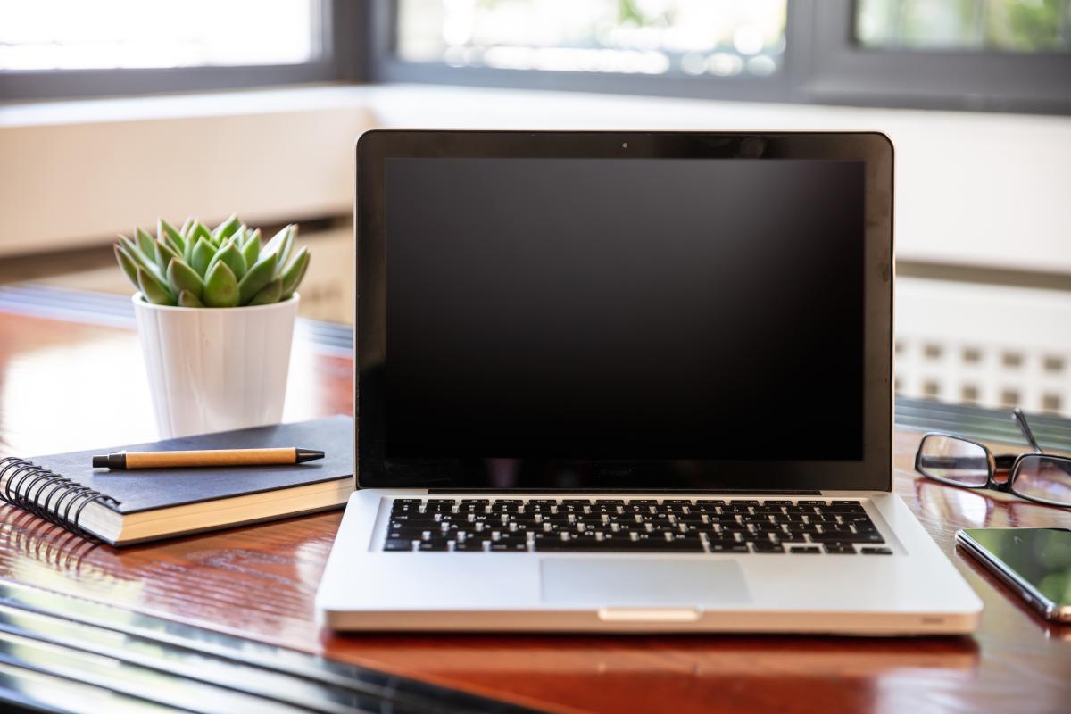 Laptop on desk