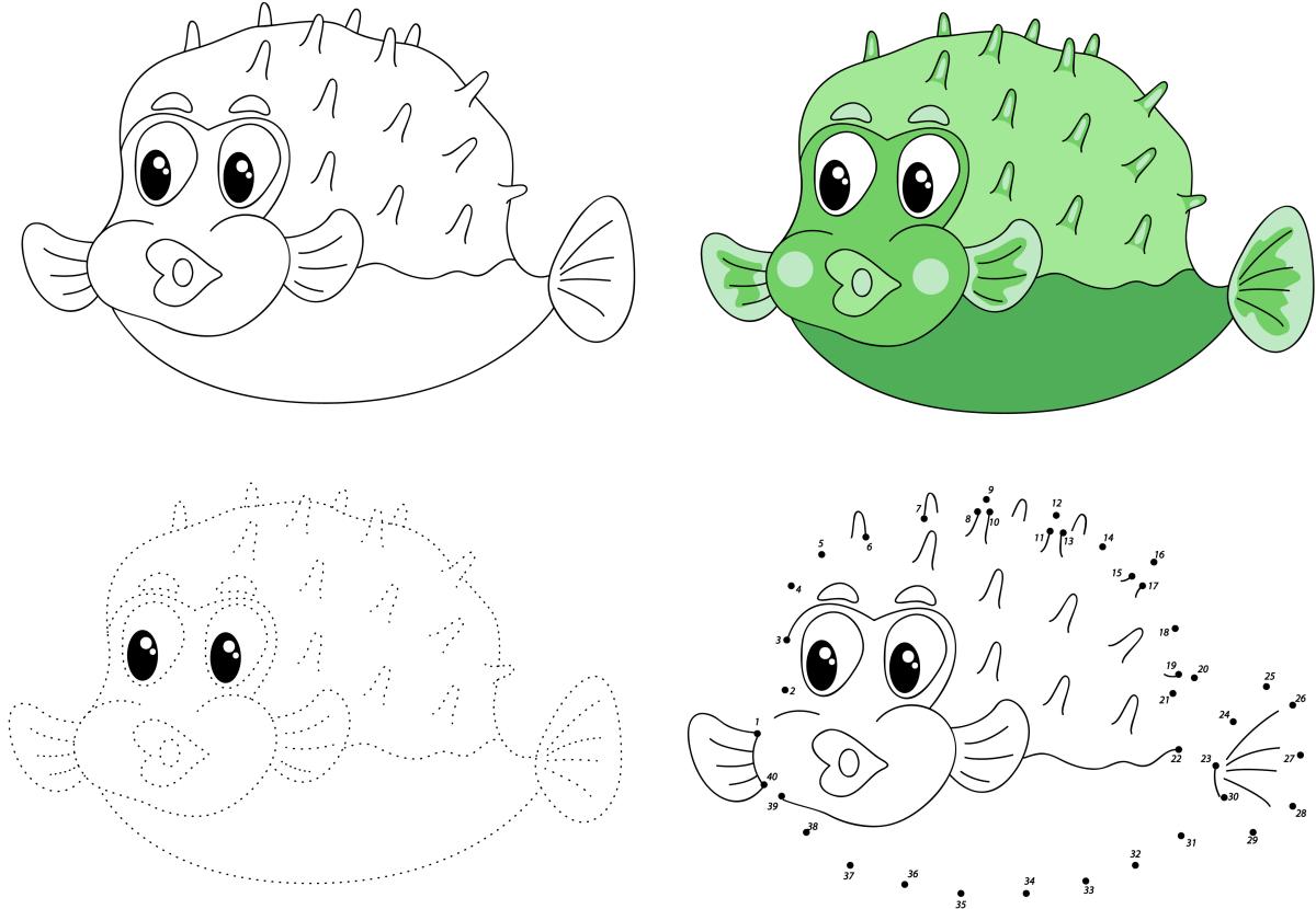 puffer fish coloring page