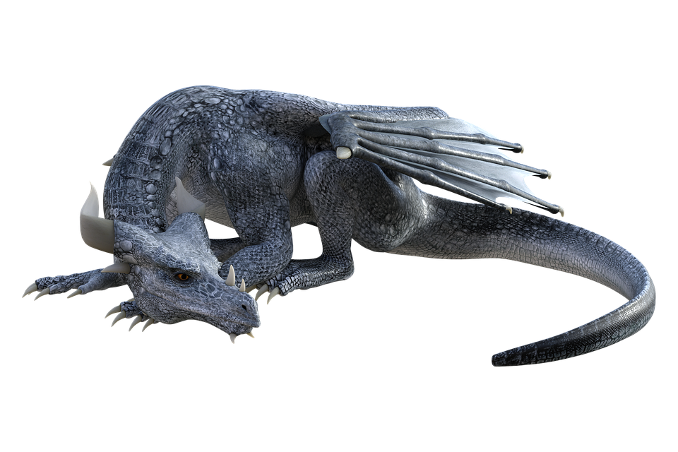 Blue gray dragon lying down