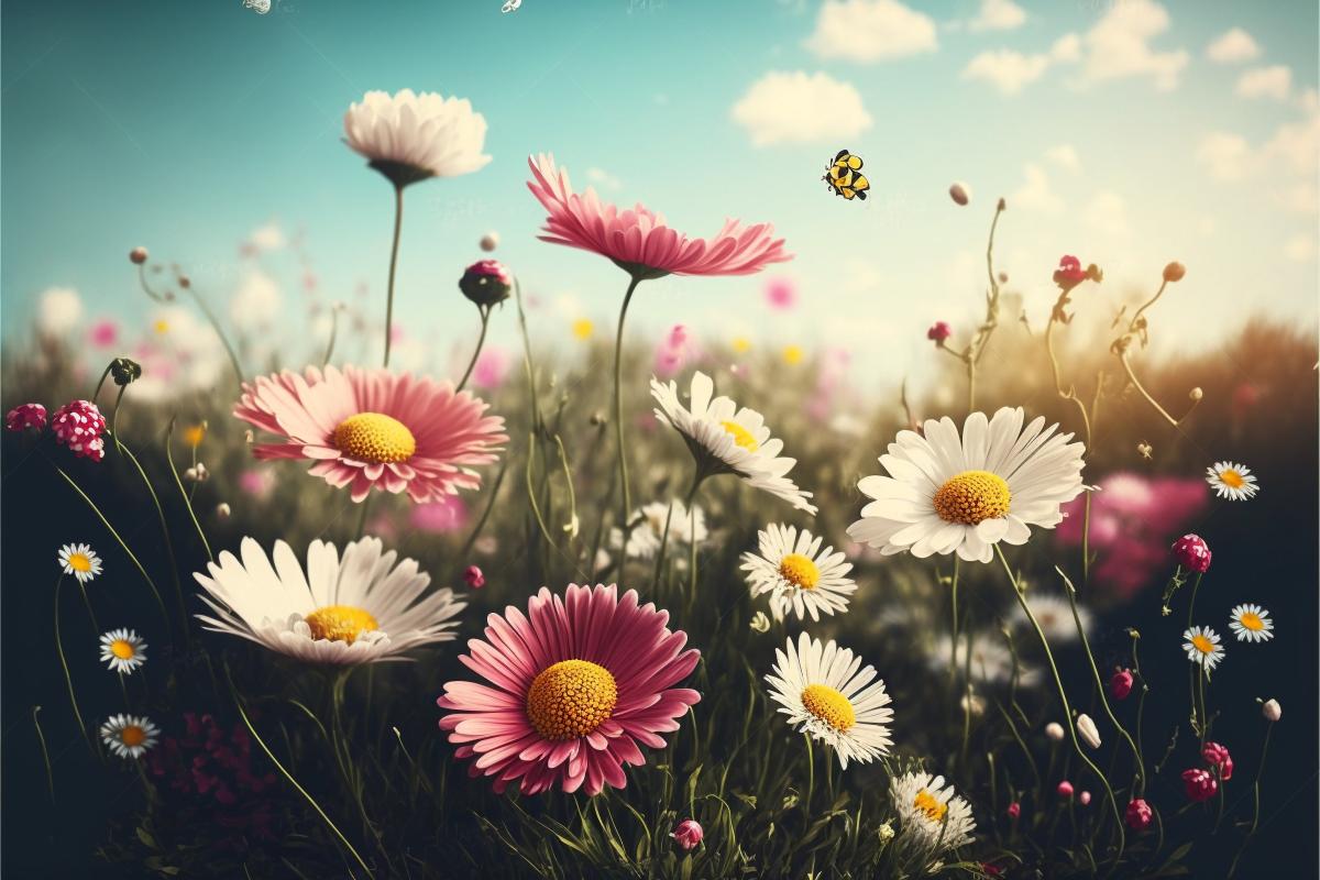 flowers on sky background