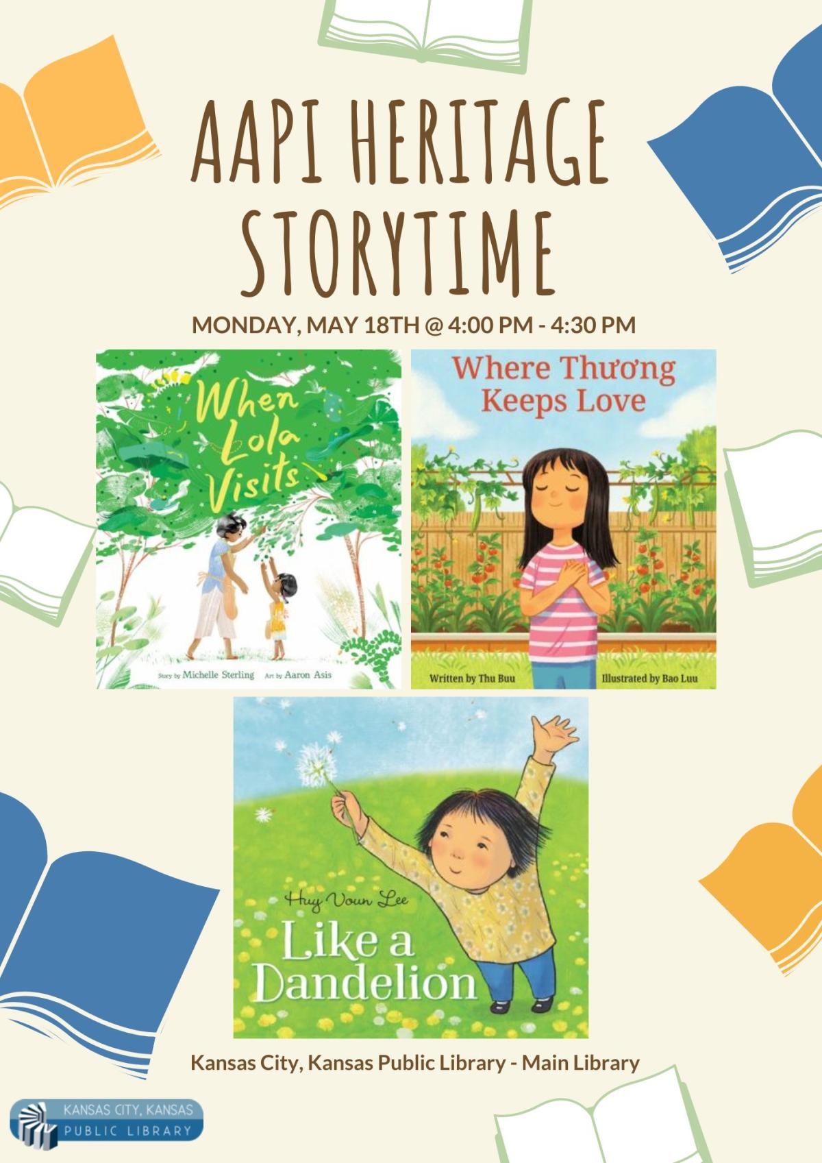 AAPI Heritage Storytime flyer.