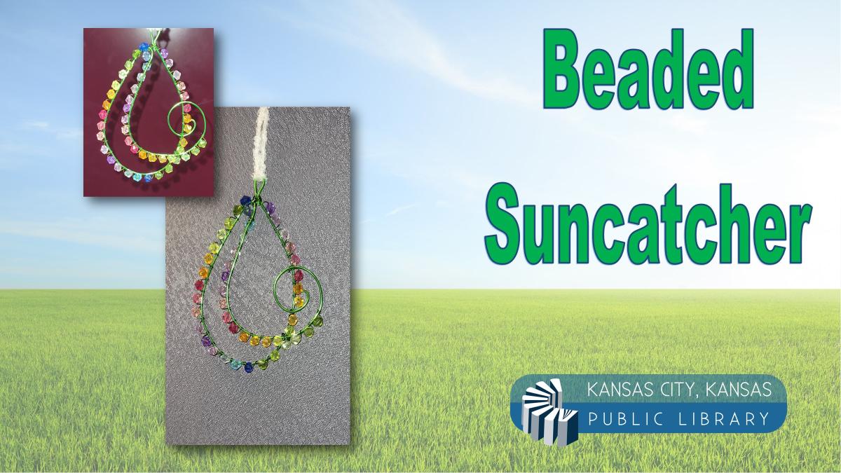 Beaded suncatcher on a meadow background