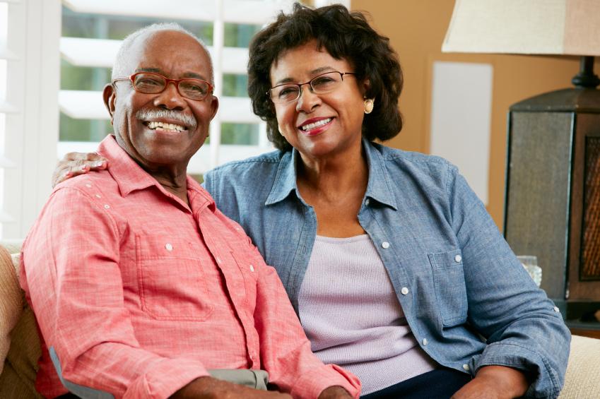 Smiling older couple